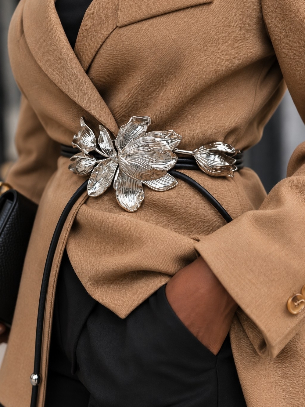 Silver Floral Statement Belt - Women Accessories